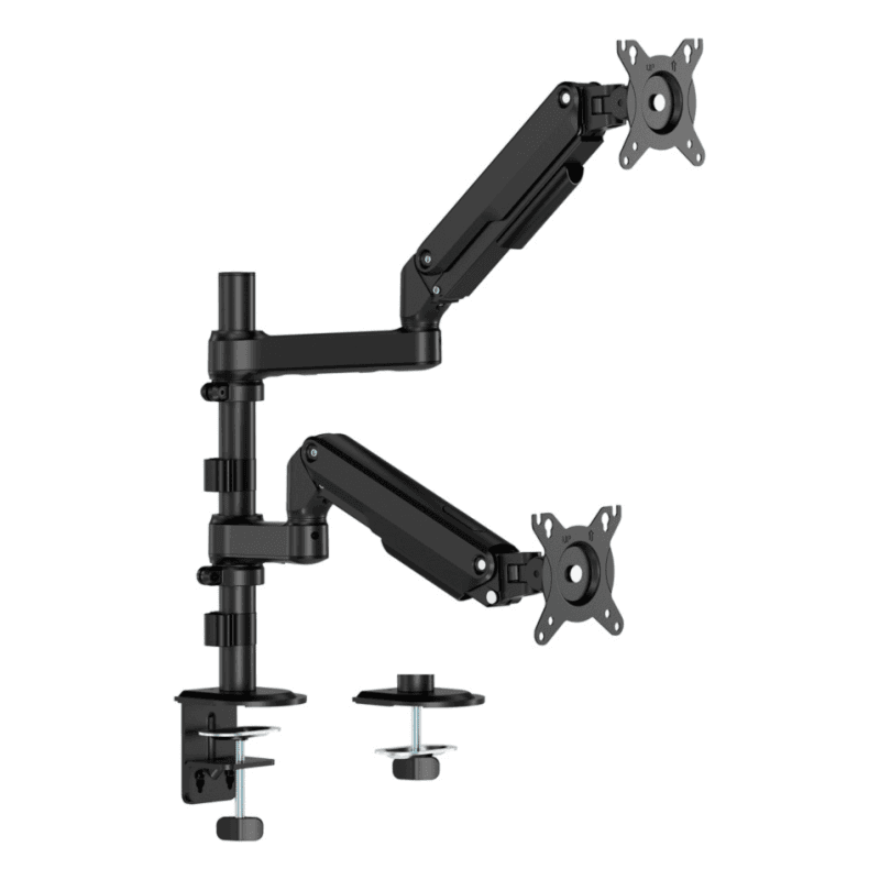 AISENS Soporte de Mesa Eco Contrapeso Giratorio e Inclinable Para Monitor/TV 9kg (3 Pivotes, 2 Brazos) de 17-32", Negro