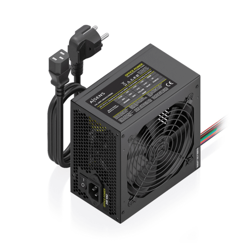 AISENS Fuente Alimentacion ATX 500W con Cable de Alimentacion OEM, Negra