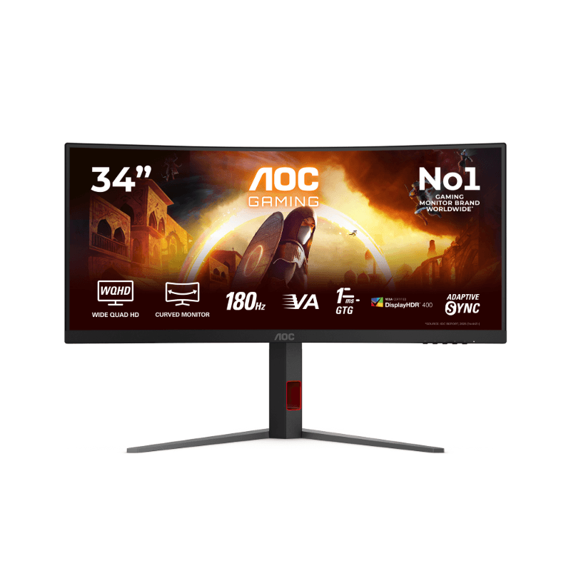 AOC G4 34'' CU34G4CA pantalla para PC 86,4 cm (34") 3440 x 1440 Pixeles Negro, Rojo