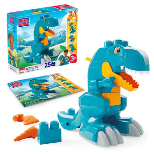 MEGA BLOKS Dinosaurio T-Rex que muerde de con ruedas funcionales (25 piezas) para niños y niñas
