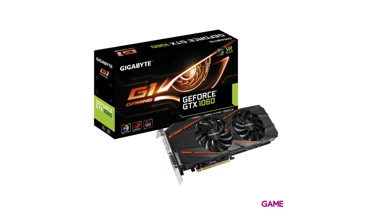 GIGABYTE GeForce GTX 1060 G1 6GB GDDR5 - Tarjeta Gráfica Gaming