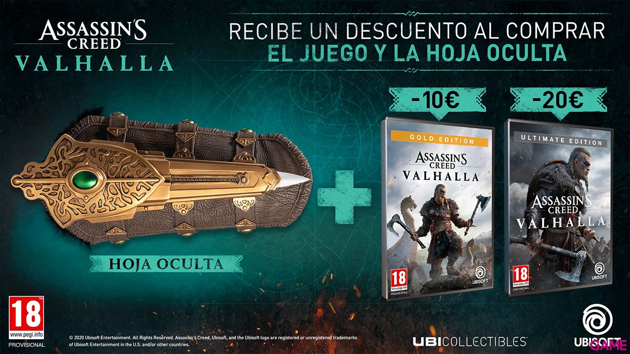 Figura Assassin’s Creed Valhalla Hidden Blade Cuchilla