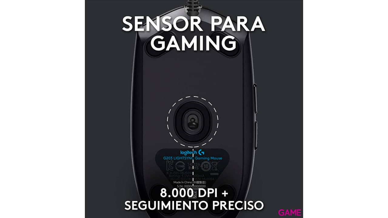 Logitech G203 LIGHTSYNC 2nd Gen Negro RGB 8000 DPI - Raton Gaming
