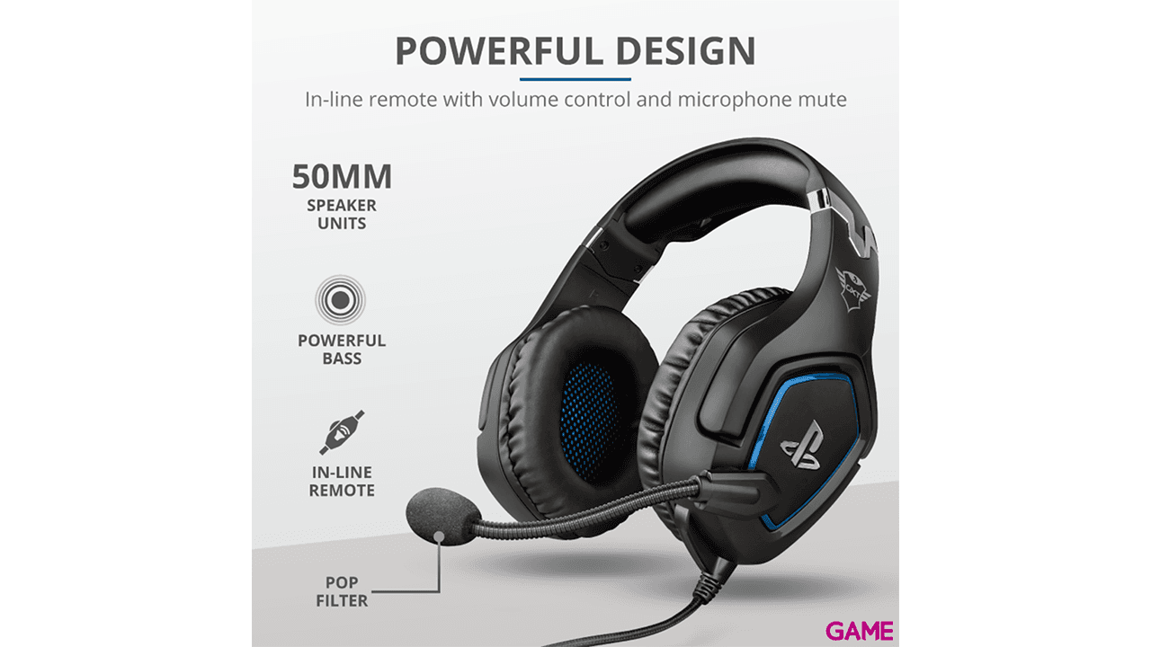 Trust GXT488 Forze-B Camo Azul PC - PS5 - PS4 - Switch - Licencia PlayStation - Auriculares Gaming