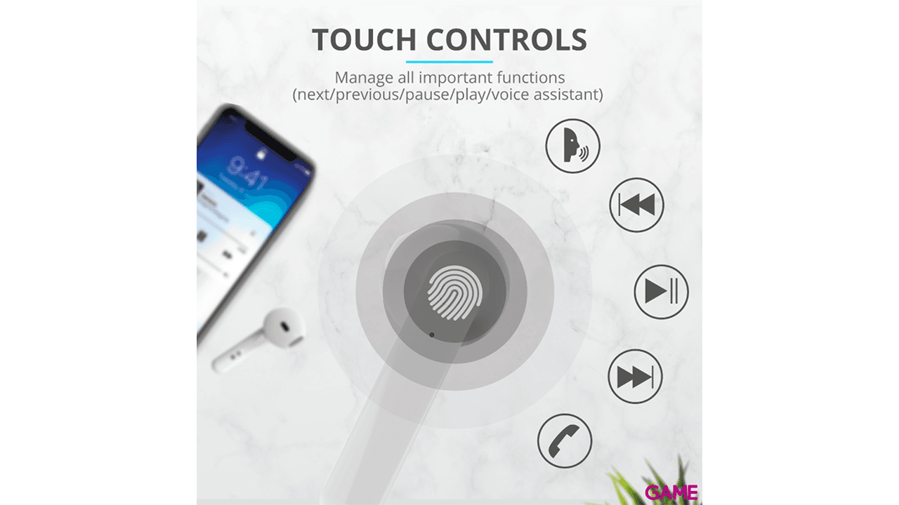 Trust Primo Touch Bluetooth Blanco - Auriculares