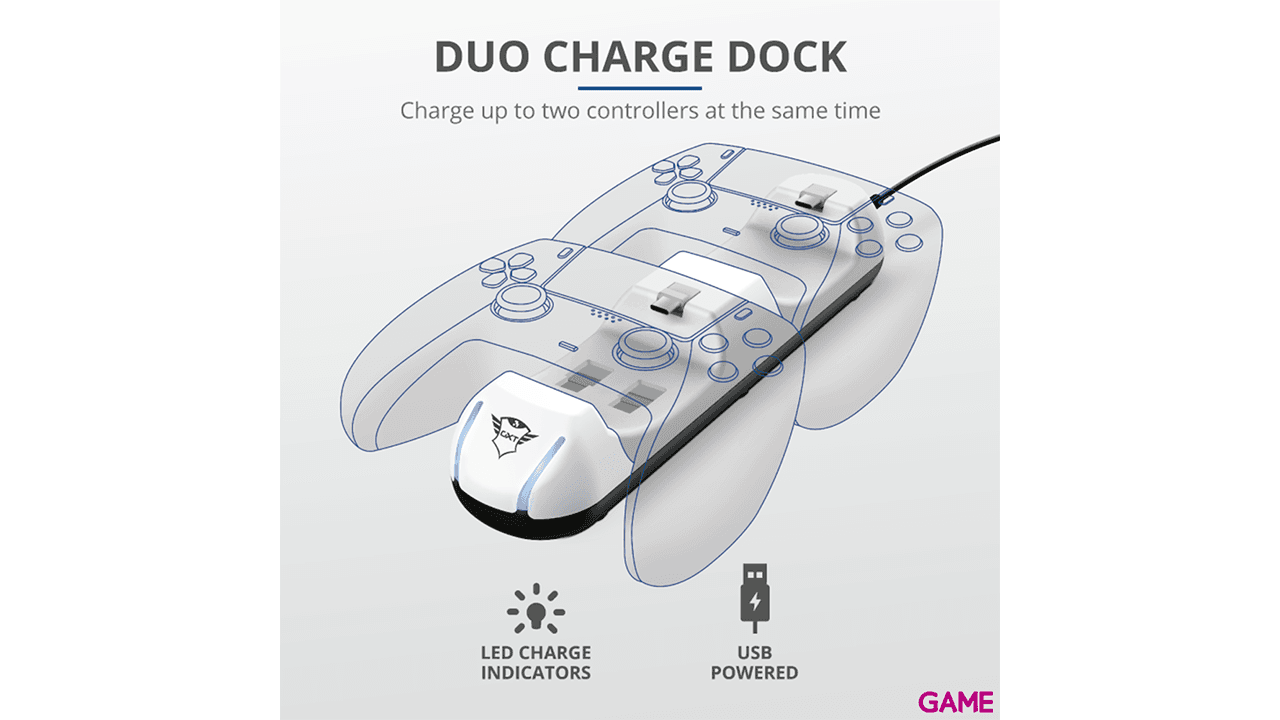 Trust GXT251 Dual Mandos PS5 - Cargador