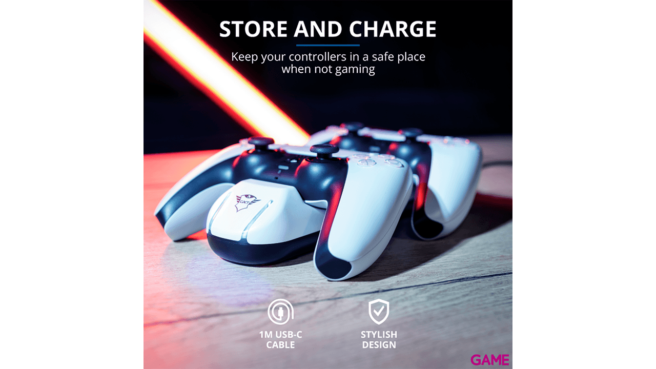Trust GXT251 Dual Mandos PS5 - Cargador