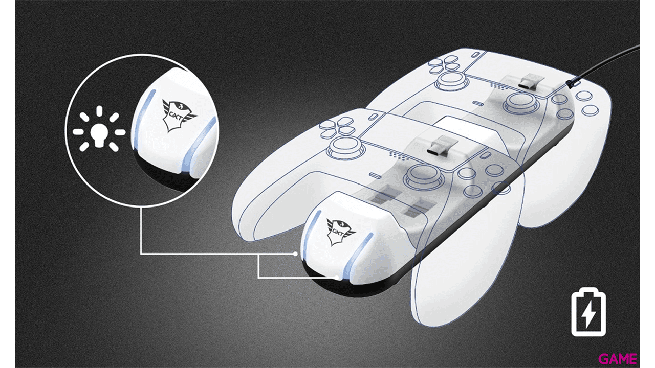 Trust GXT251 Dual Mandos PS5 - Cargador
