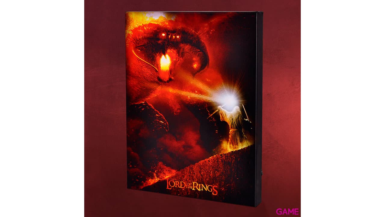 Lienzo con Iluminación 30x40cm El Señor de los Anillos: Gandalf vs Balrog