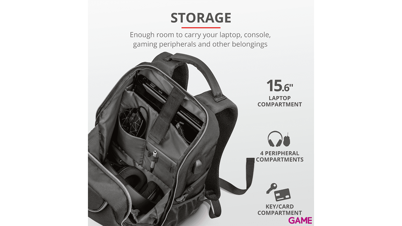 Trust - GXT1255 Outlaw Backpack Black - Mochila Gaming