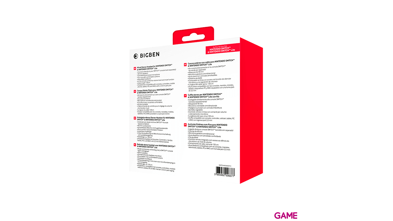 Auricular Estéreo con Cable para Nintendo Switch y Switch Lite