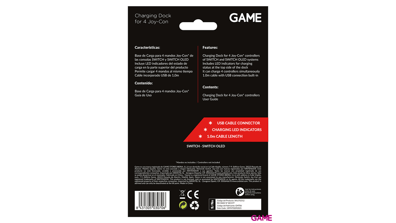 GAME GM706 Estación de recarga para Joy-Con