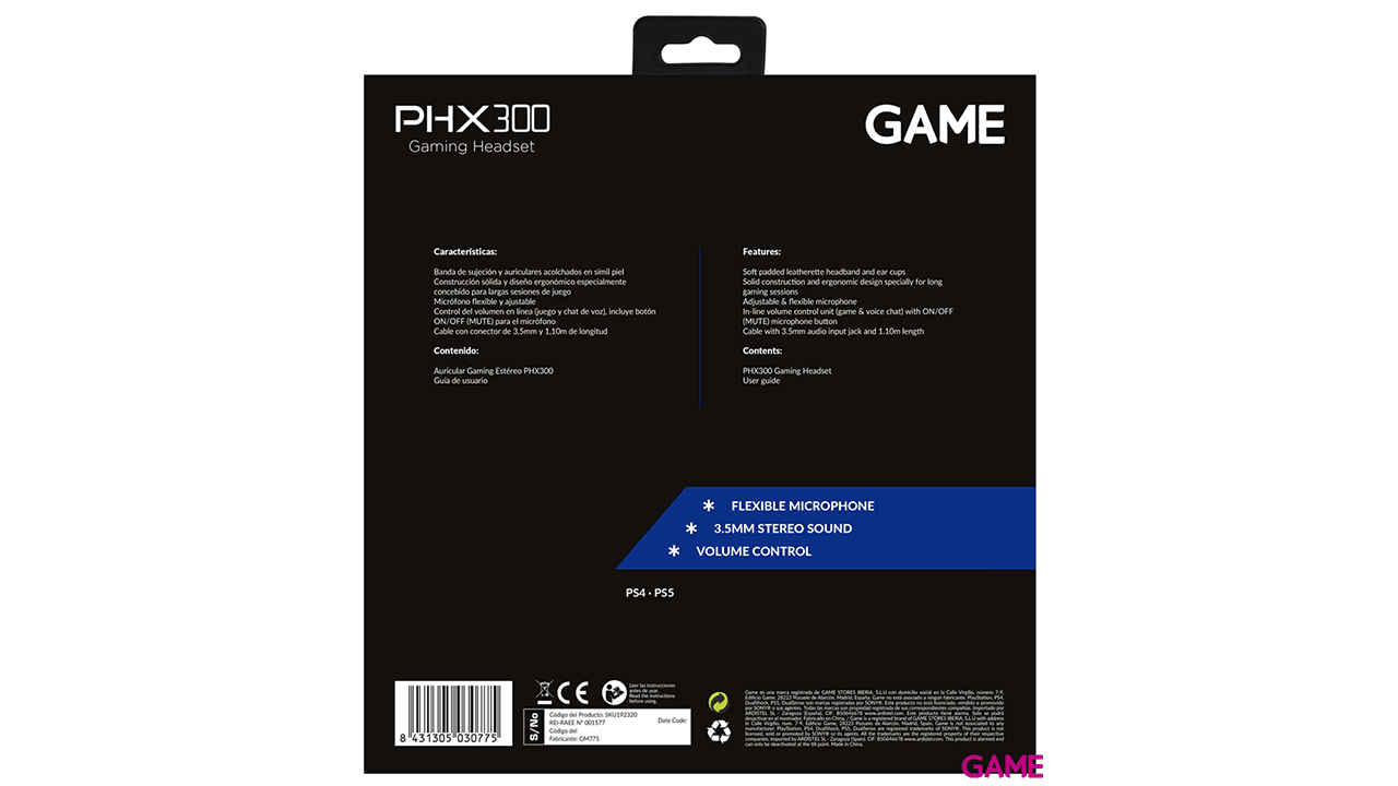 GAME PHX300 White Auriculares Gaming PS5-PS4-PC