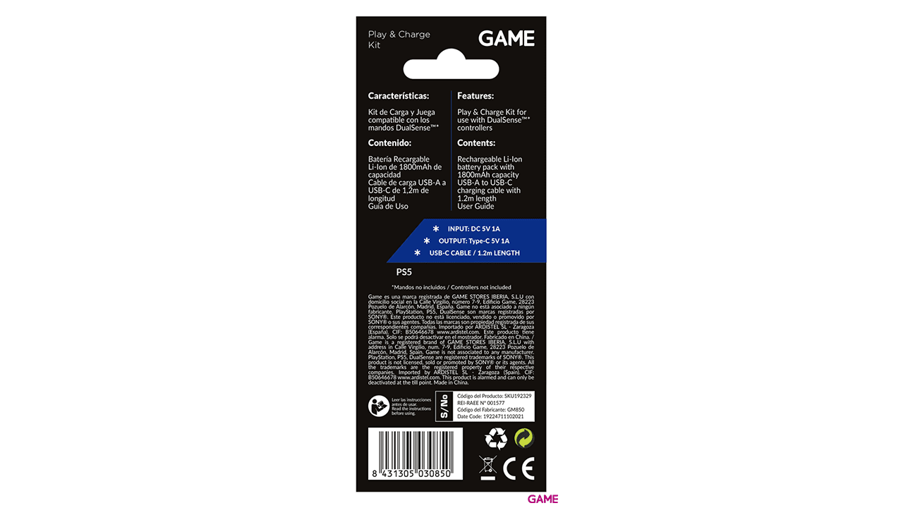 GAME GM850 Batería 1800mAh para Mando DualSense