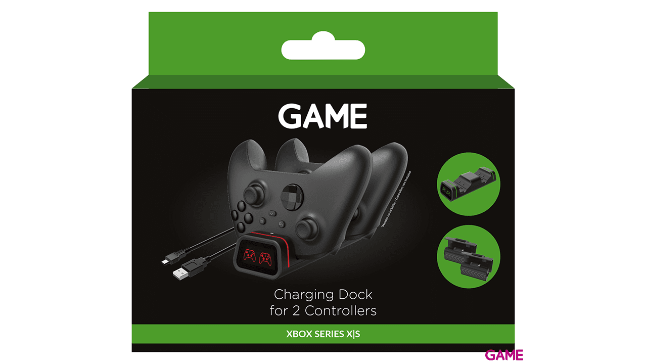 GAME GM911 Base de recarga doble para 2 Mandos + 2 Baterías