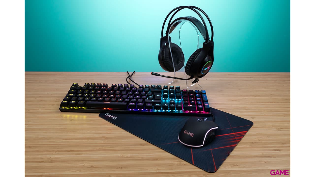GAME PK420 Teclado Mecanico + Raton + Alfombrilla + Auriculares 4in1 RGB - Pack Perifericos