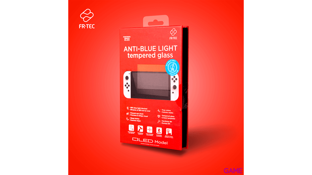 Protector de Cristal Templado anti luz azul para NSW OLED FR-Tec