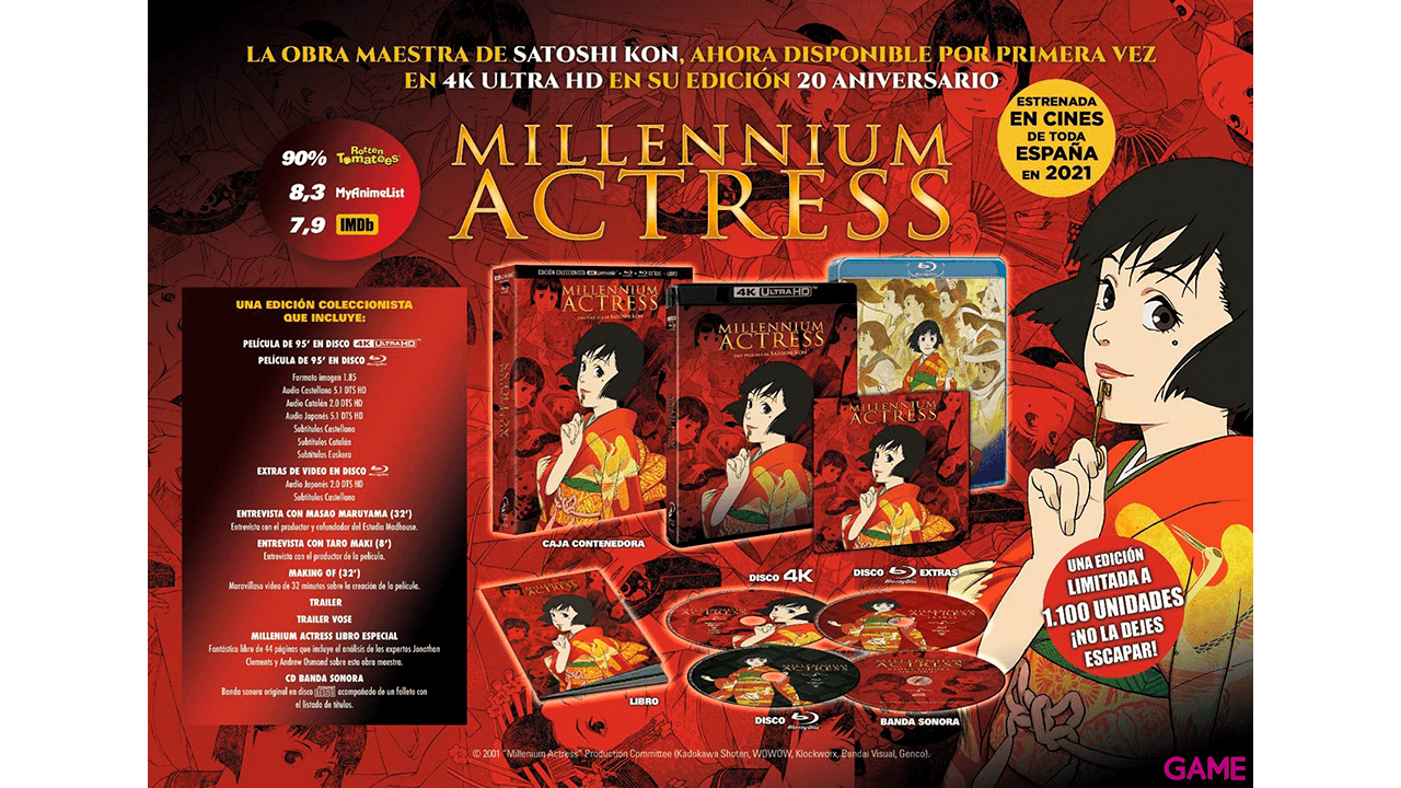 Millenium Actress 4K + BD + OST Edición Coleccionista