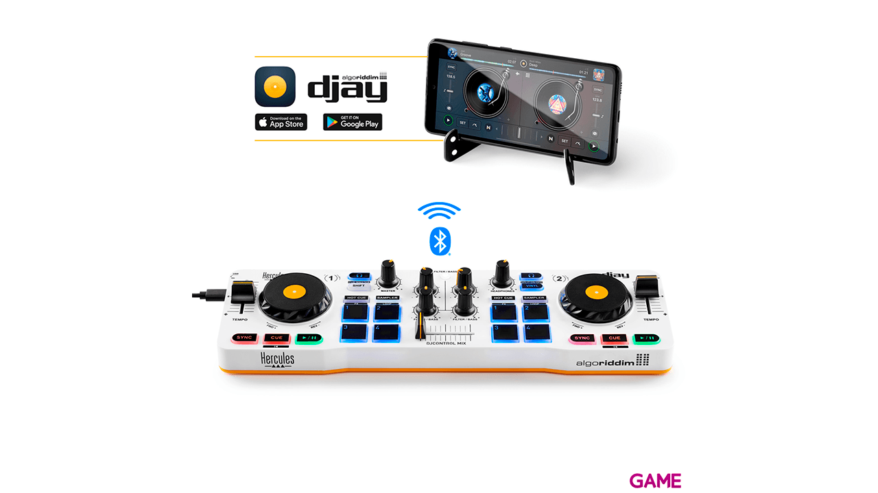 Hercules DJ Control Mix Bluetooth para Movil - 2 Decks - Mesa Mezclas