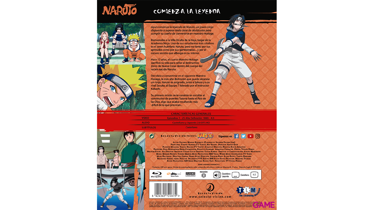 Naruto Bluray BOX 1 - Episodios 1 a 25