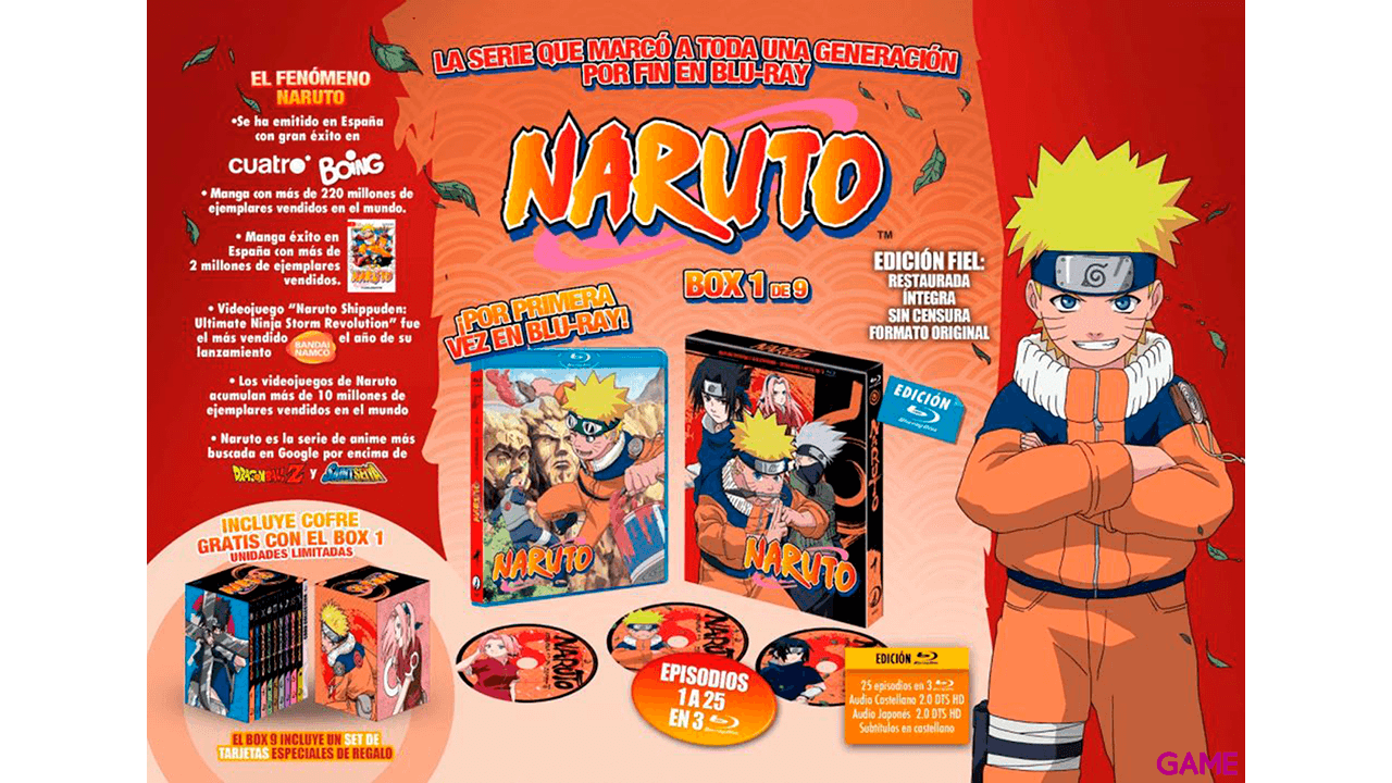 Naruto Bluray BOX 1 - Episodios 1 a 25