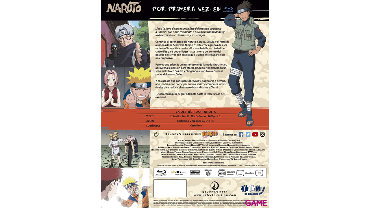Naruto Bluray BOX 2 - Episodios 26 a 50