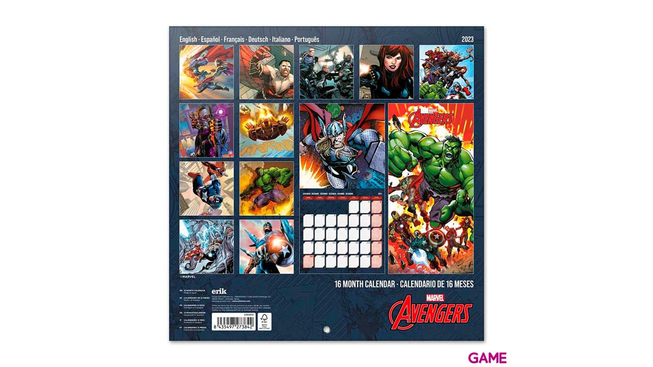 Calendario 2023 Marvel: Los Vengadores 30x30cm