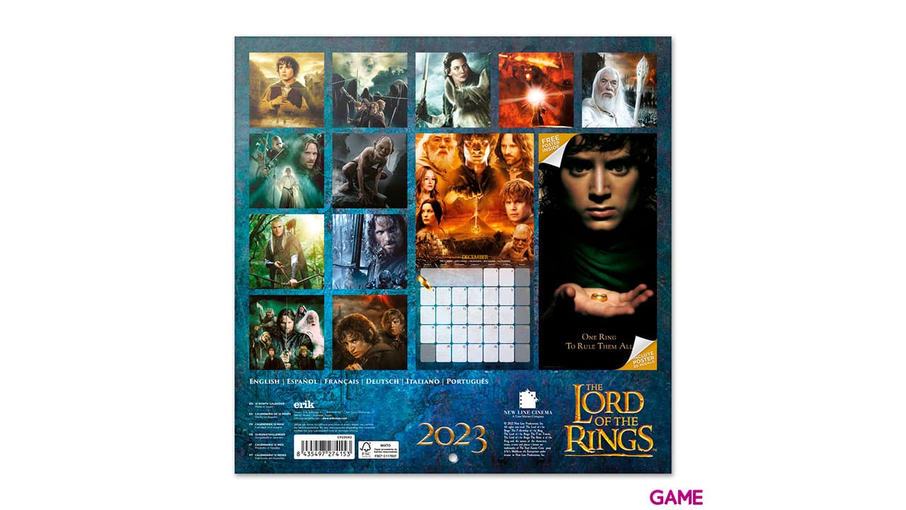 Calendario 2023 El Señor de los Anillos 30x30cm