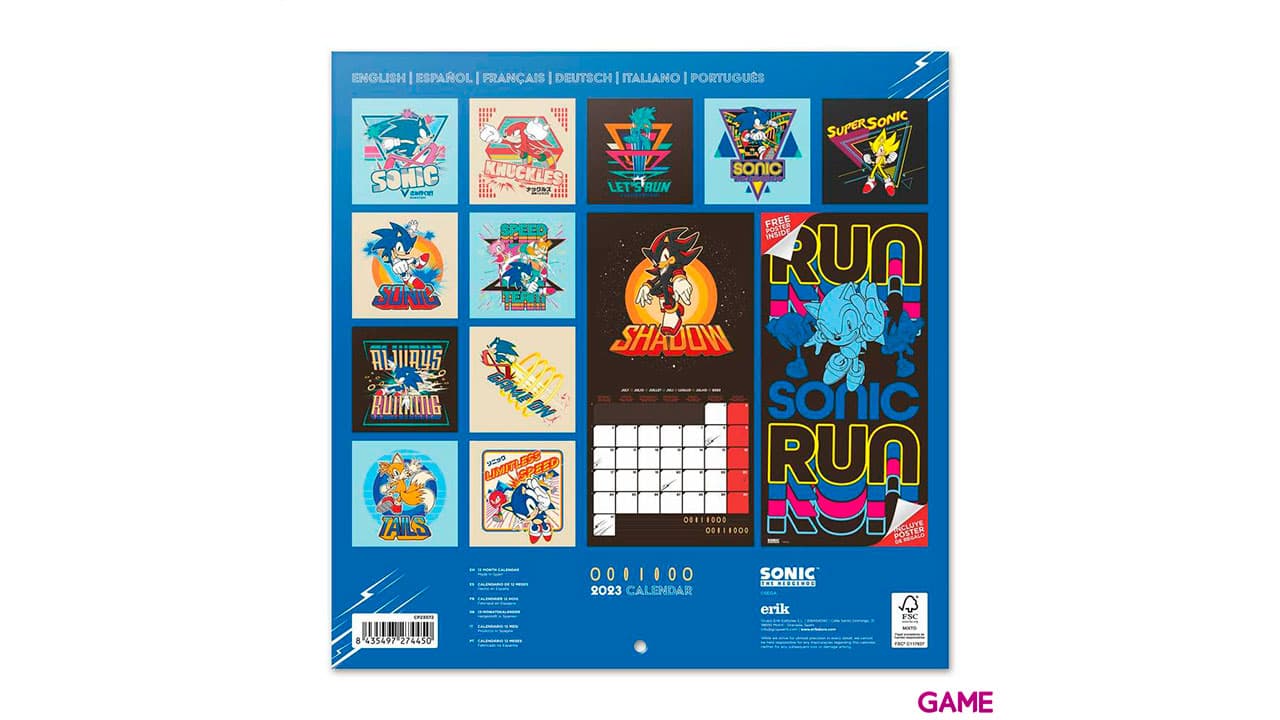 Calendario 2023 Sonic 30x30cm