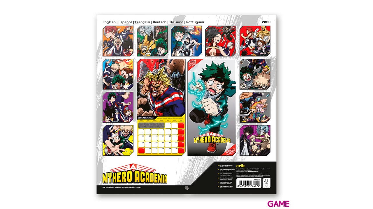 Calendario 2023 My hero Academia 30x30cm