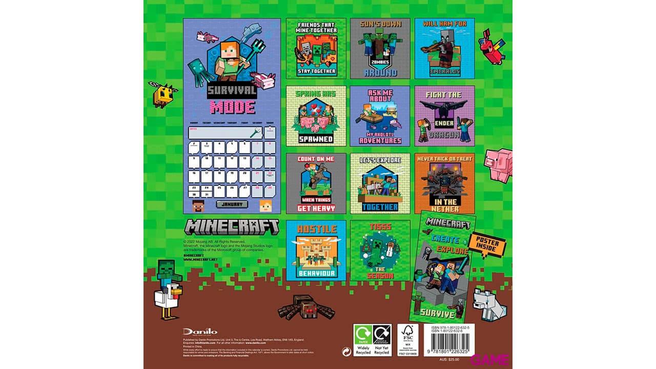 Calendario 2023 Minecraft 30x30cm