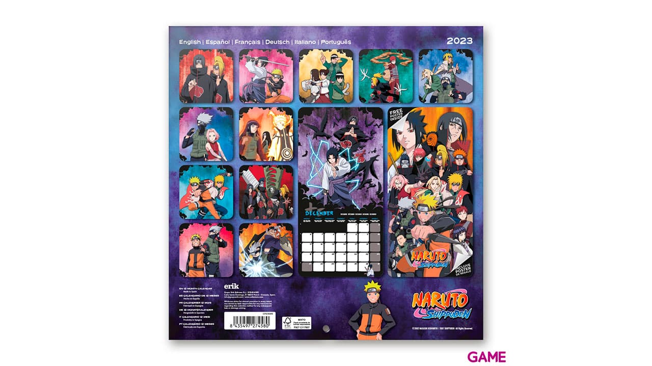 Calendario 2023 Naruto 30x30cm