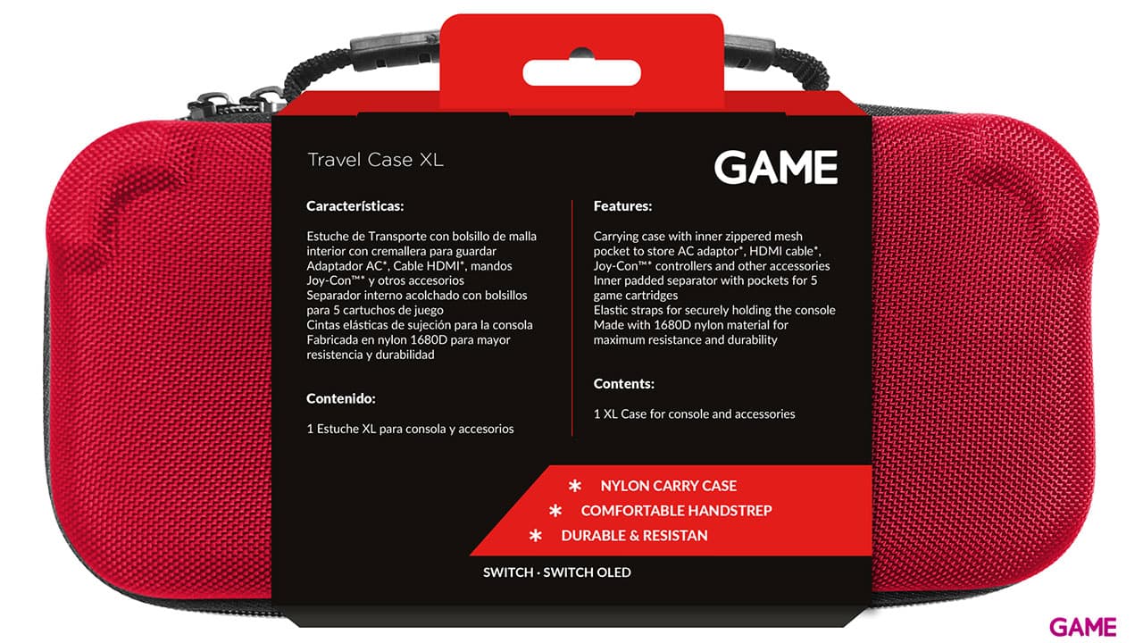 GAME GM168 Bolsa de transporte XL Roja para Nintendo Switch