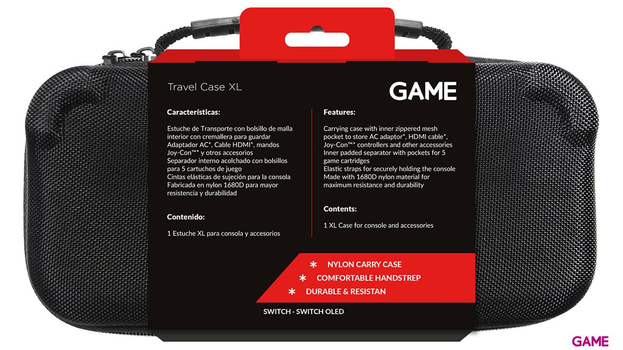 GAME GM199 Bolsa de transporte XL Blanca/Negra para Nintendo Switch