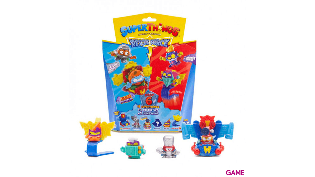 Pack 6 Sobres SuperThings Rescue Force: 4 Super Thons + 2 Kazoom Jets