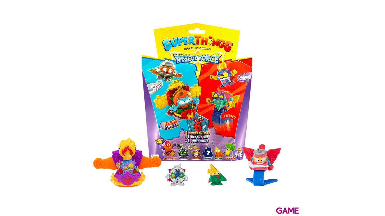 Pack 6 Sobres SuperThings Rescue Force: 4 Super Thons + 2 Kazoom Jets