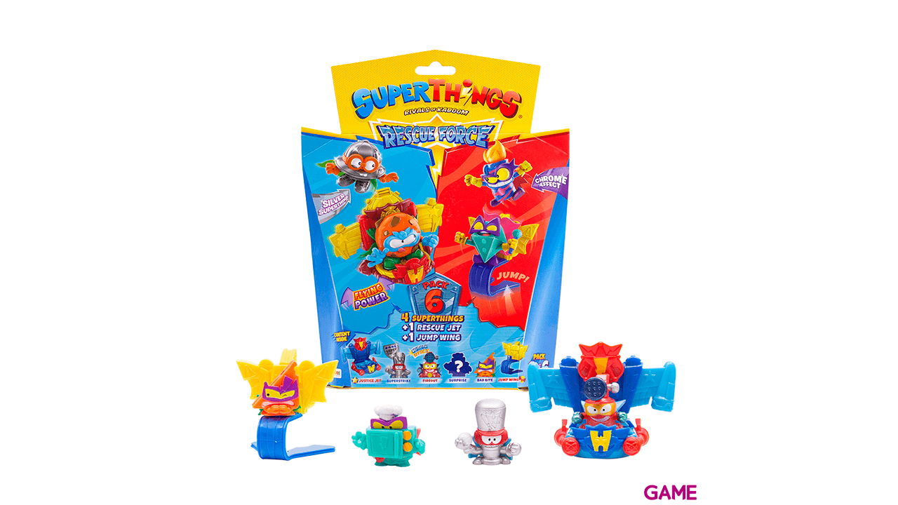 Pack 6 Sobres SuperThings Rescue Force: 4 Super Thons + 2 Kazoom Jets