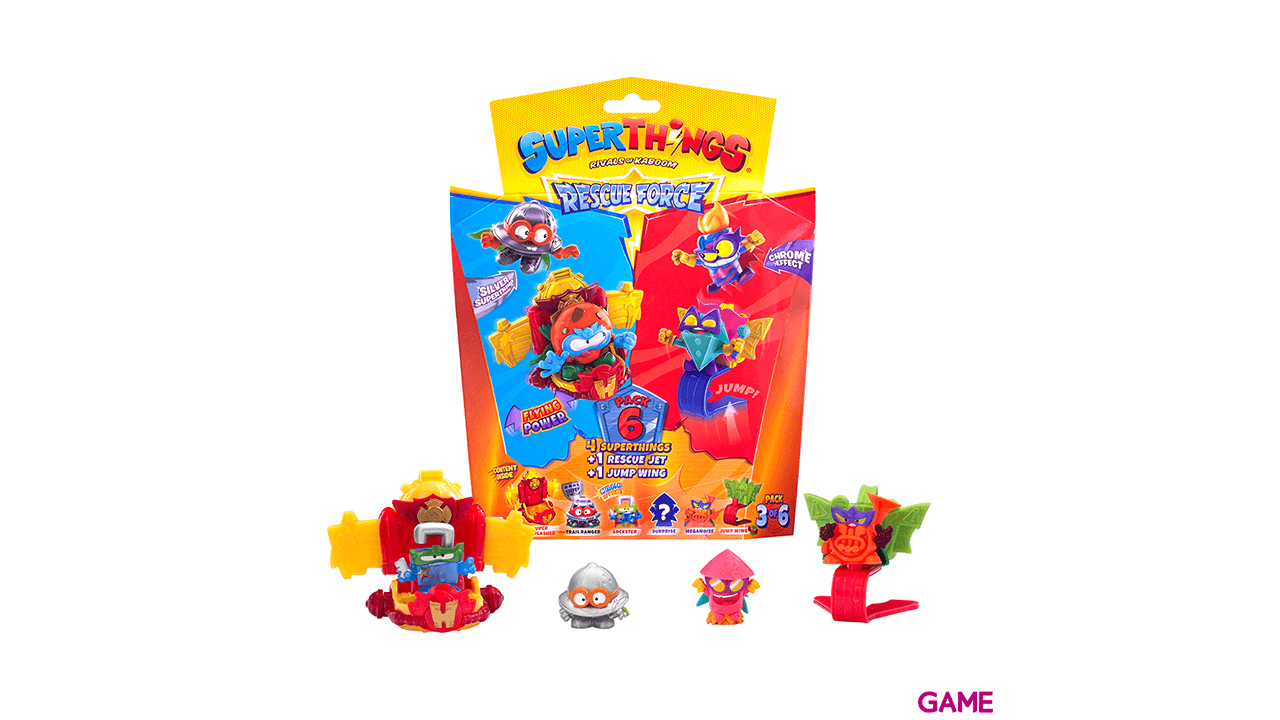Pack 6 Sobres SuperThings Rescue Force: 4 Super Thons + 2 Kazoom Jets