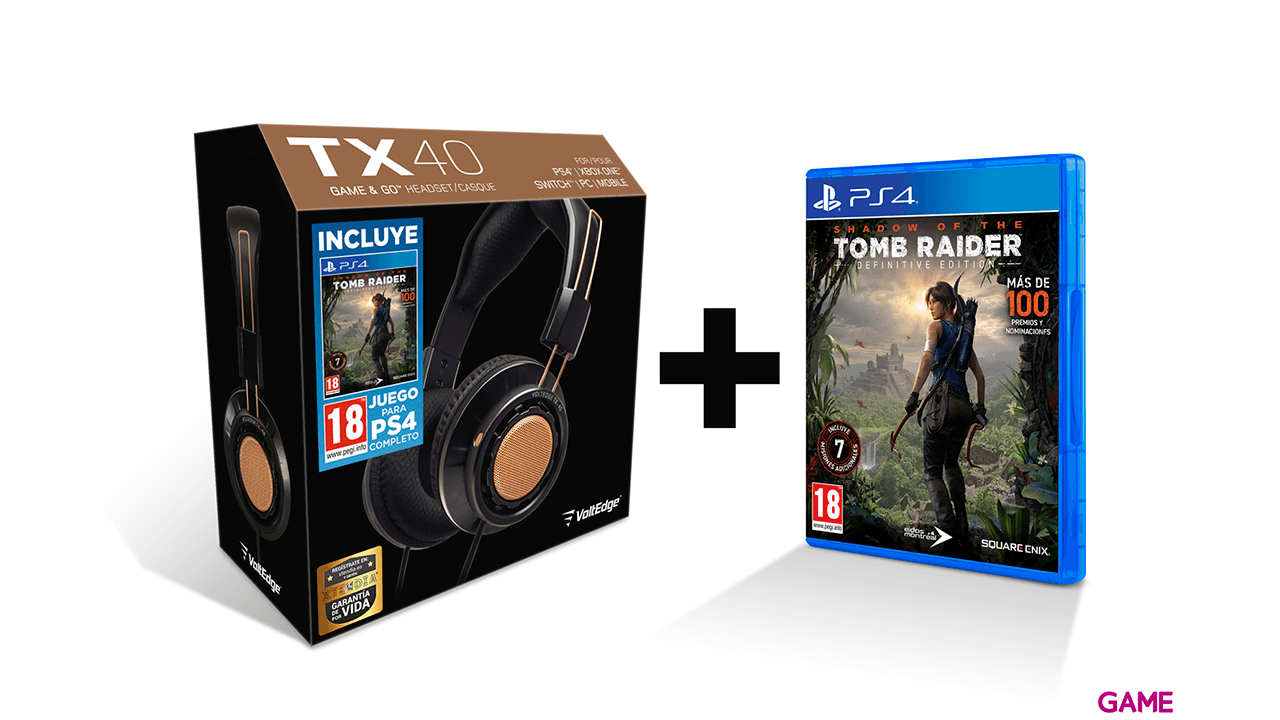 Auriculares Voltedge TX40 + Shadow of the Tomb Raider PS4