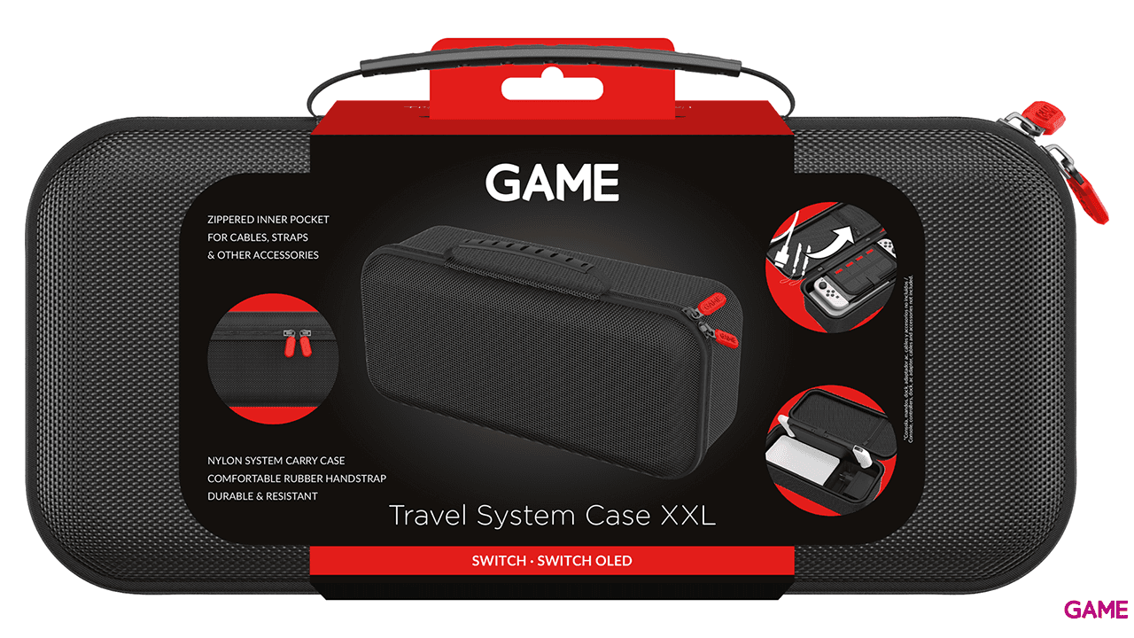 GAME GM32816 Maletín XXL de Nylon Negro para Nintendo Switch