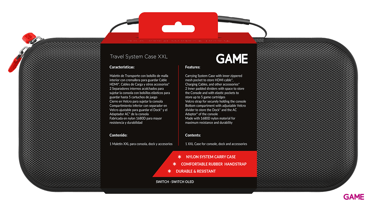 GAME GM32816 Maletín XXL de Nylon Negro para Nintendo Switch