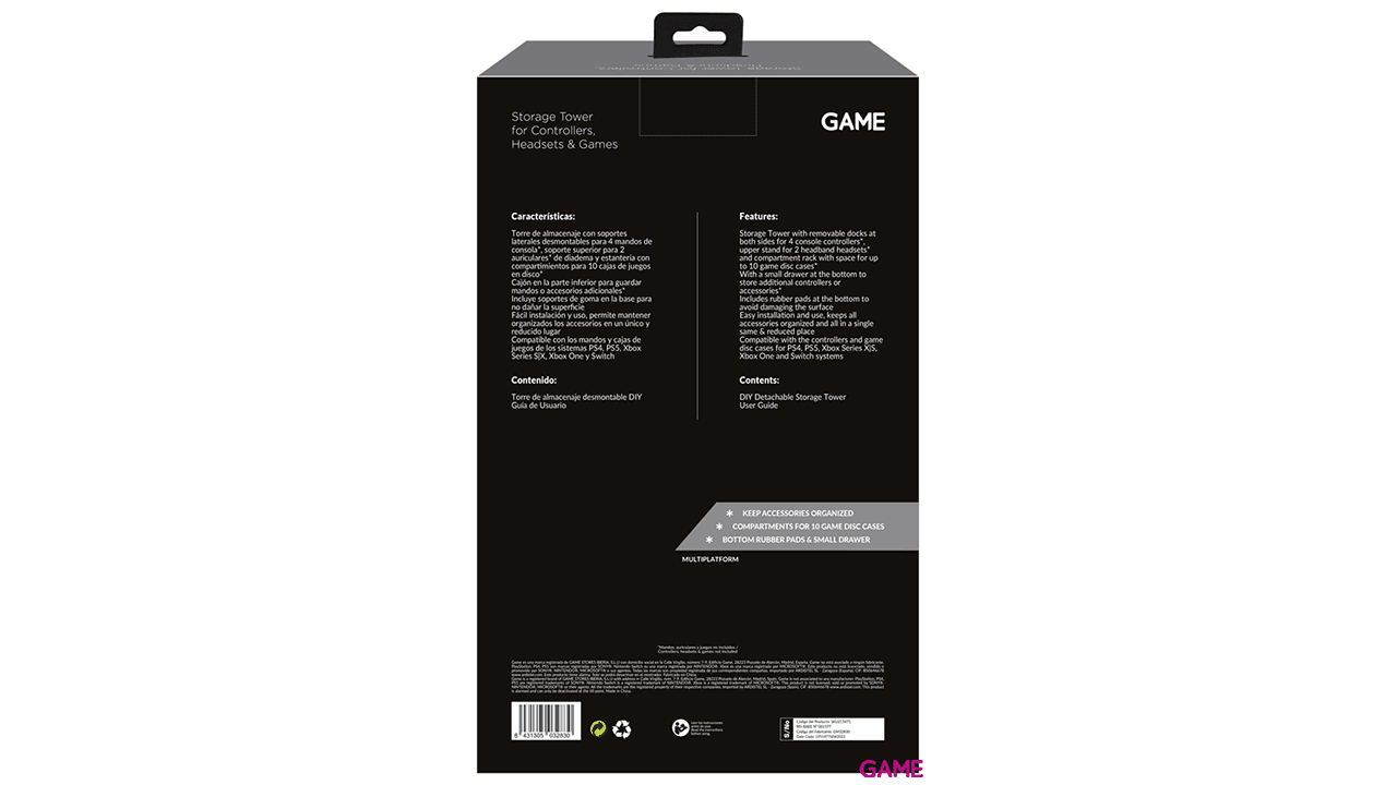 GAME GM32830 Soporte Auriculares, Juegos y Mandos Blanco PS4-PS5-XBOX