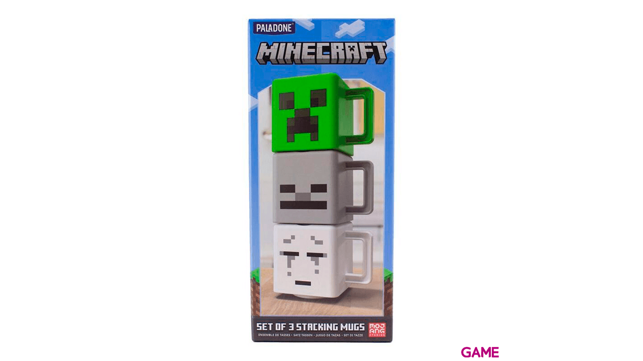 Set de Tazas Apilables Minecraft (3u.) Exclusivo GAME