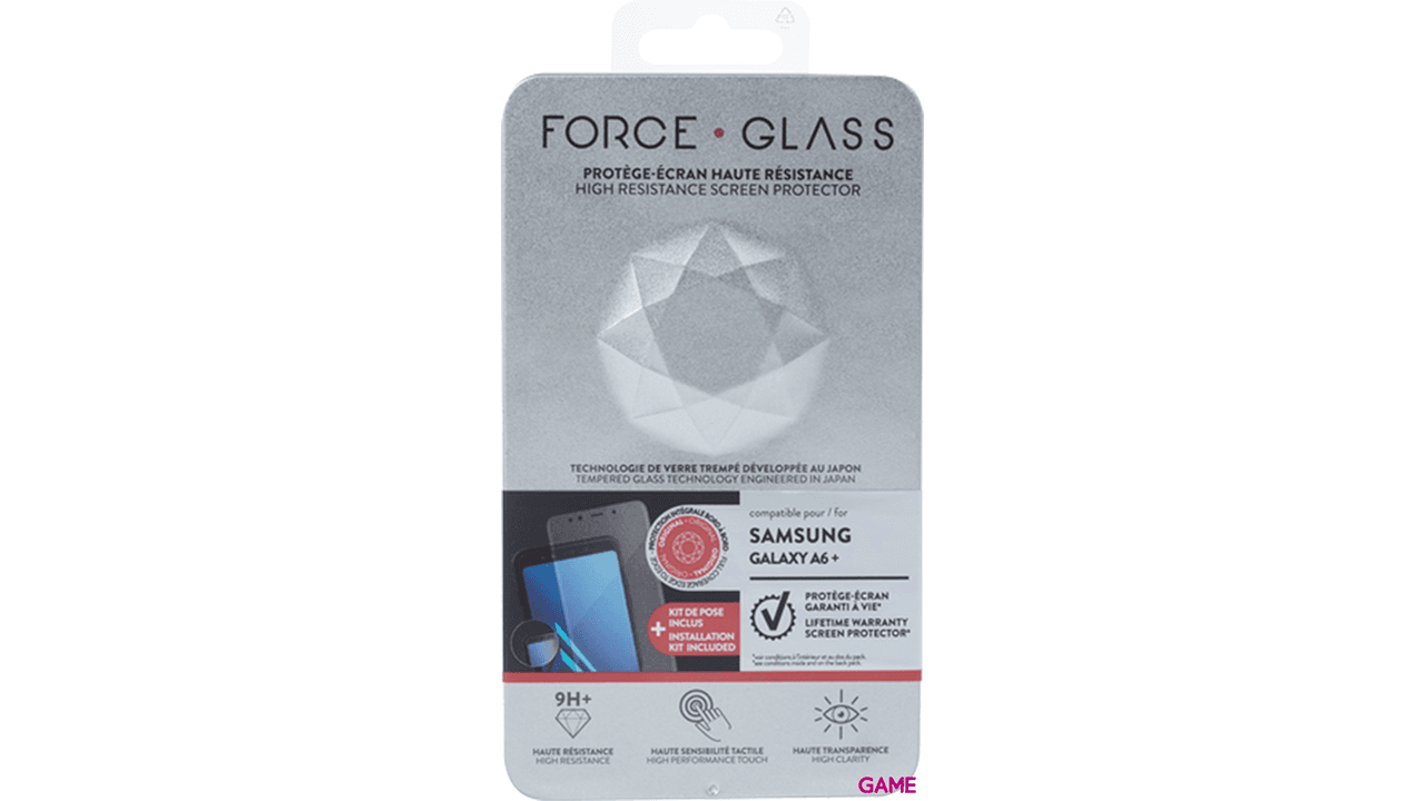 Protector de pantalla de vidrio templado Force Glass original para Samsung Galaxy A6+ y A605 2018  y