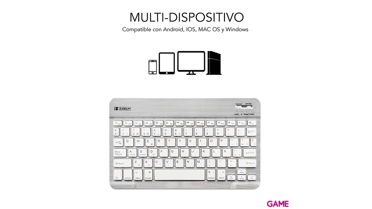 Subblim Smart BT Keyboard Bluetooth Plata - Teclado