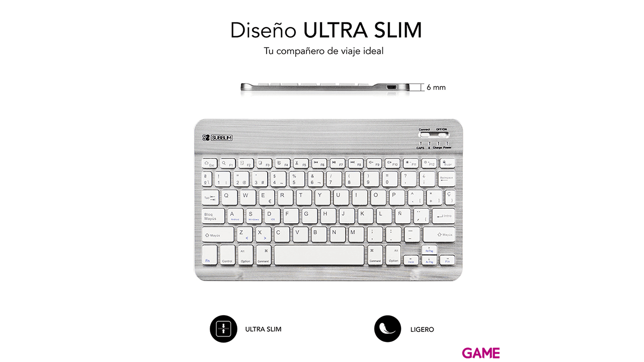Subblim Smart BT Keyboard Bluetooth Plata - Teclado