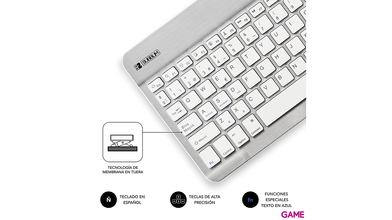 Subblim Smart BT Keyboard Bluetooth Plata - Teclado