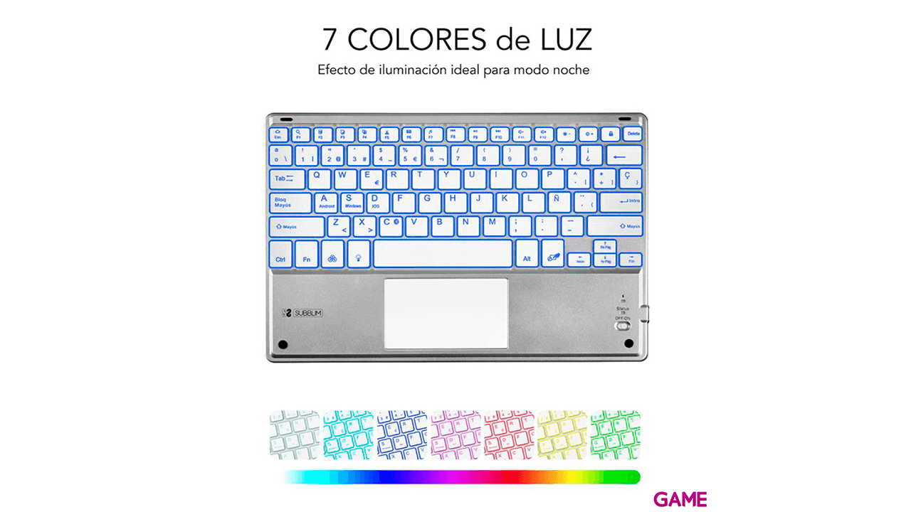 Subblim Smart Backlit BT Keyboard Touchpad Silver - Teclado