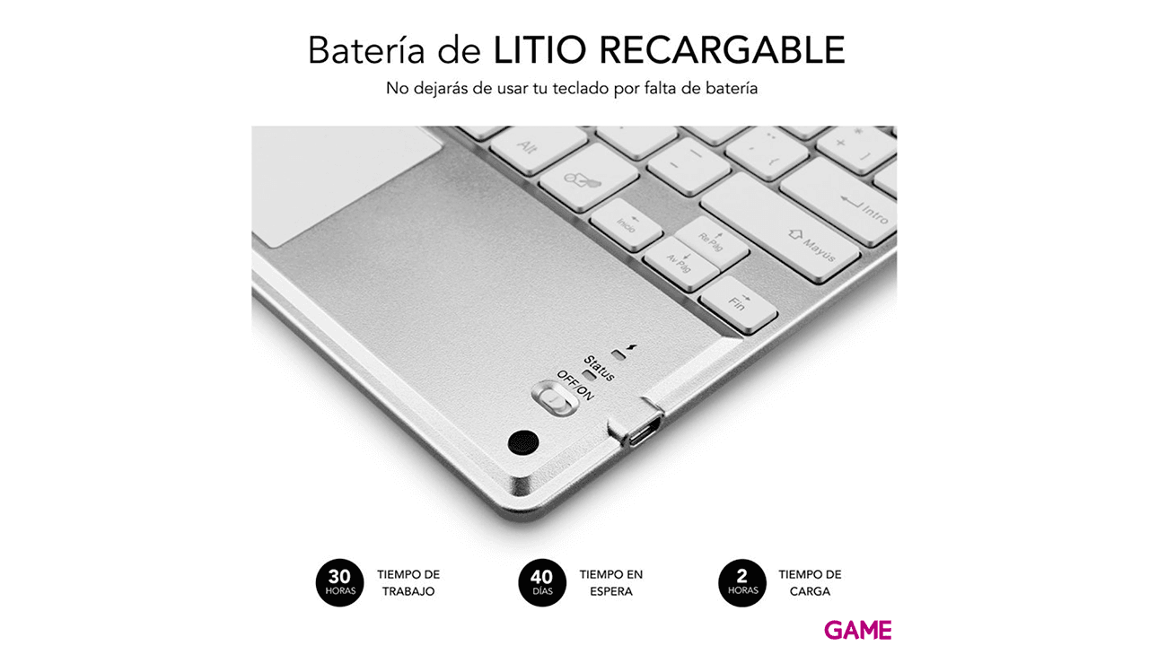 Subblim Smart Backlit BT Keyboard Touchpad Silver - Teclado