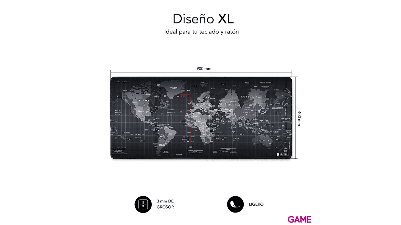 Subblim World Extended XL - Alfombrilla Gaming